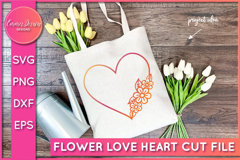 Flower Love Heart SVG SVG Emma Dawn Designs 