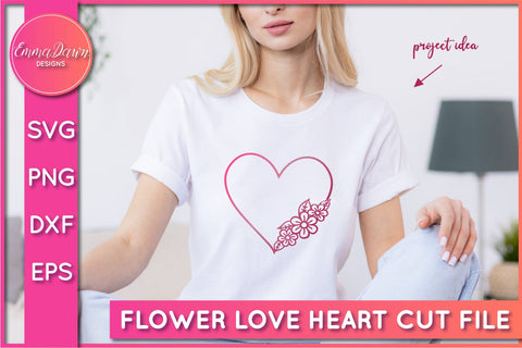 Flower Love Heart SVG SVG Emma Dawn Designs 