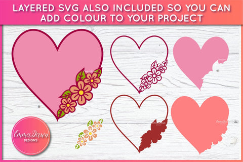 Flower Love Heart SVG SVG Emma Dawn Designs 