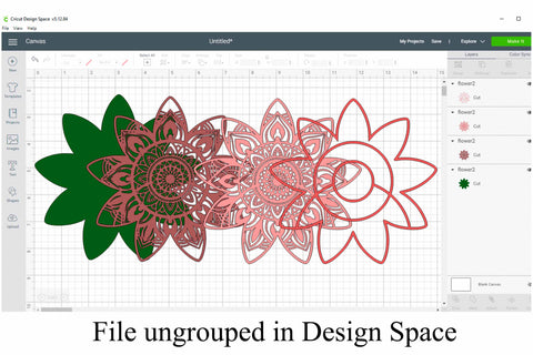 Flower Mandala Layered SVG File - 4 Layers SVG Digital Honeybee 