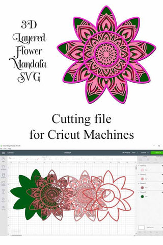Flower Mandala Layered SVG File - 4 Layers SVG Digital Honeybee 