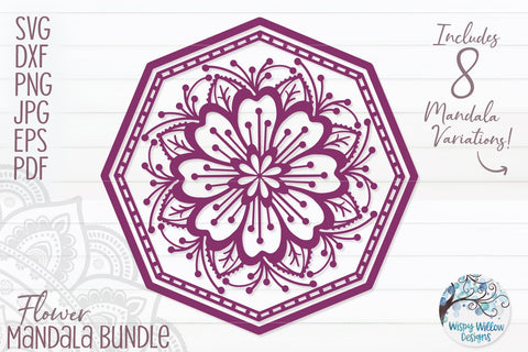 Flower Mandala SVG Bundle SVG Wispy Willow Designs 