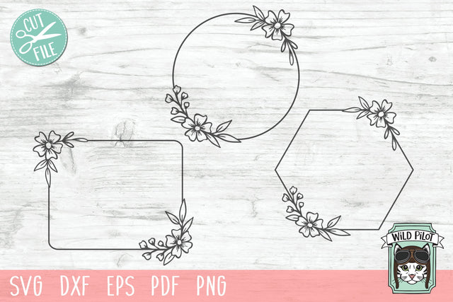 Flower Monogram Frame Bundle SVG Cut File SVG Wild Pilot 