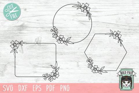 Flower Monogram Frame Bundle SVG Cut File SVG Wild Pilot 