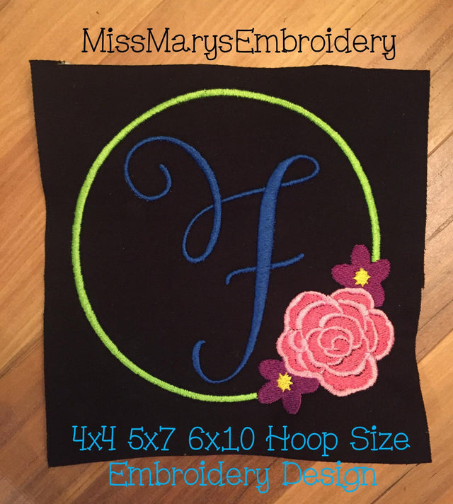 Flower Monogram Frame Embroidery Embroidery/Applique MissMarysEmbroidery 