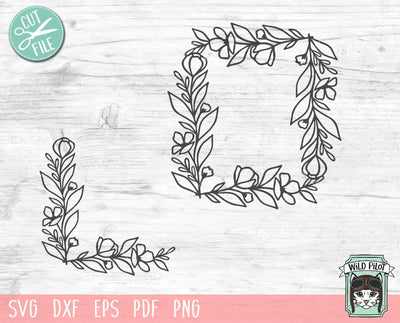 Flower Monogram Frame SVG Cut File SVG Wild Pilot 