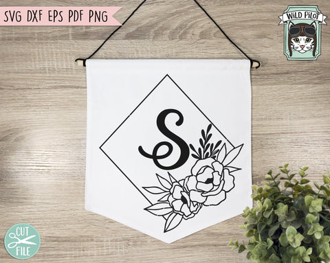 Flower Monogram Frame SVG file, Monogram Frame cut file, Flower Border SVG, Floral Frame Cut File, Round SVG, Hexagon SVG, Diamond SVG, Shape SVG, Wedding SVG, Wreath SVG SVG Wild Pilot 