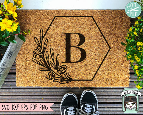Flower Monogram Frame SVG File, Monogram Frame Cut File, Flower Border SVG, Floral Monogram Frame SVG, Round Frame SVG, Hexagon Frame SVG, Diamond Frame SVG, Shape Frame SVG, Wedding SVG, Wreath SVG SVG Wild Pilot 