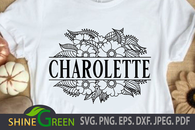 Flower Monogram Frame SVG for Cricut, Silhouette, Sublimation SVG Shine Green Art 