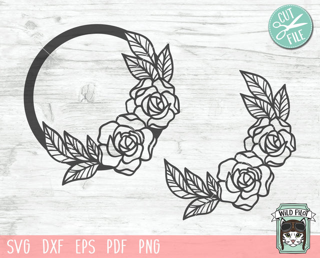 Flower Monogram Frame SVG, Wreath SVG File, Flower Wreath SVG, Round Frame SVG, Wreath Cut File, Round Name Sign SVG SVG Wild Pilot 
