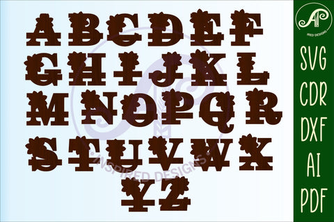 Flower monogram letter Name signs 3 layer design bundle SVG APInspireddesigns 