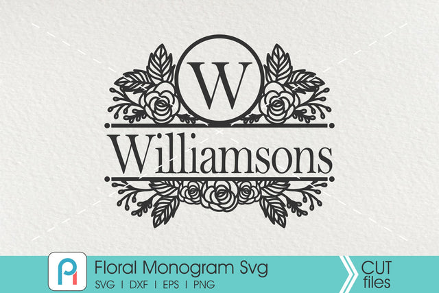 Flower Monogram Svg, Floral Split Monogram Svg, Flower Svg SVG Pinoyart Kreatib 