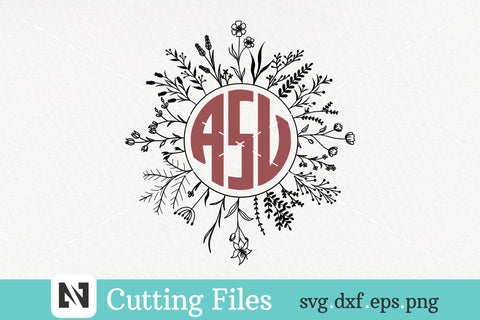 Flower Monogram Svg, Flower Frame Svg, Flower Svg SVG Pinoyart Kreatib 