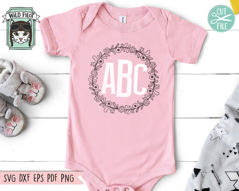 Flower Monogram Wreath Frame SVG Cut File SVG Wild Pilot 