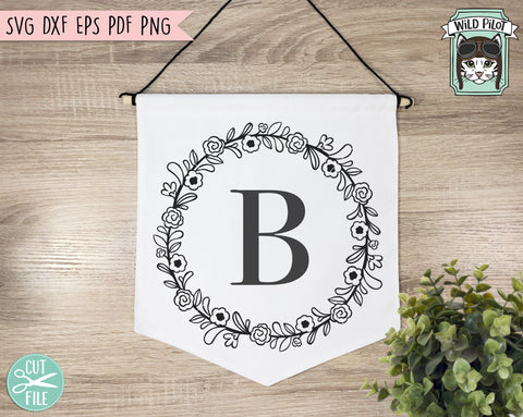 Flower Monogram Wreath Frame SVG Cut File SVG Wild Pilot 