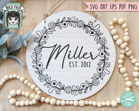 Flower Monogram Wreath Frame SVG Cut File SVG Wild Pilot 
