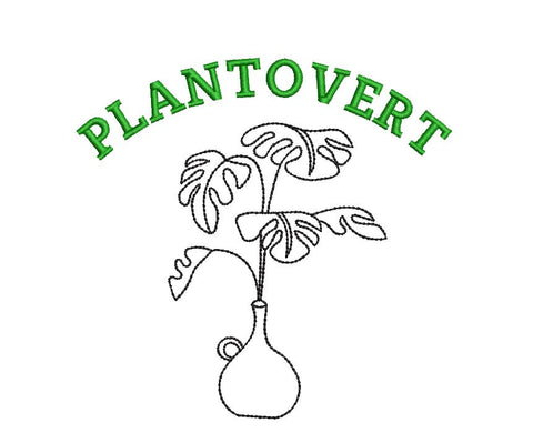 Flower Monstera in Vase Plantovert Embroidery Design Embroidery/Applique DESIGNS Angie 