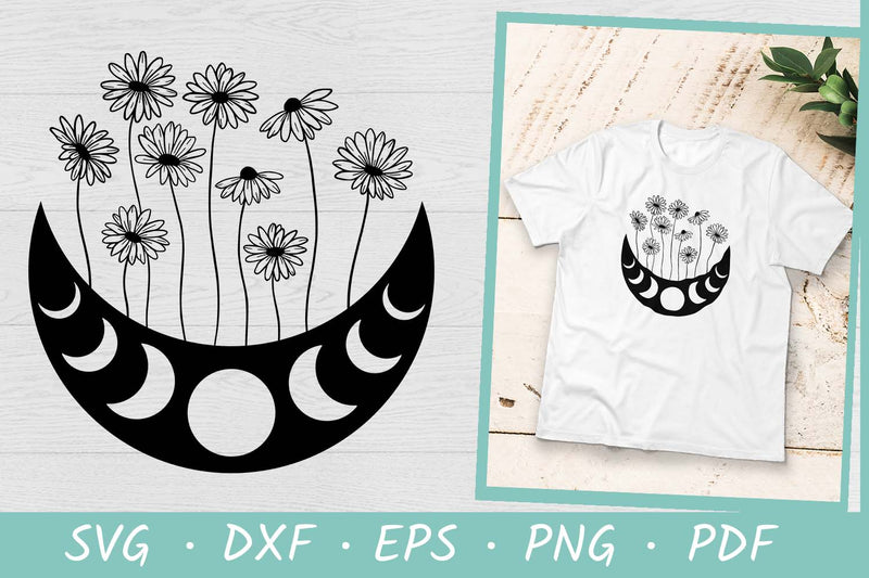 Flower moon phases SVG | Moon phases with daisies SVG Irina Ostapenko 