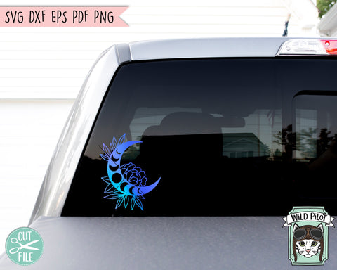 Flower Moon SVG File, Floral Moon SVG, Moon Phases svg Cut File, Moon Cut File, Mystical svg, Witchy svg, Just A Phase SVG, Moon Child svg SVG Wild Pilot 