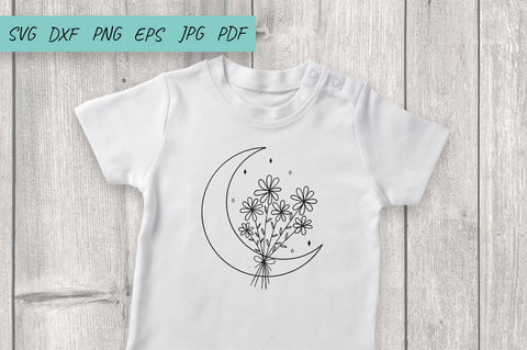 Flower Moon SVG, Floral moon, Daisy SVG, Wildflowers SVG SVG Irina Ostapenko 