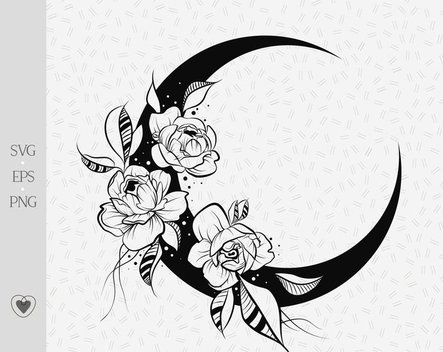 Flower moon svg, сelestial svg, crescent moon svg SVG Pretty Meerkat 