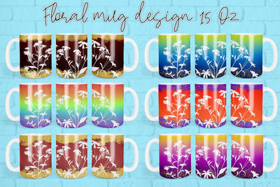 Flower mug design | White silhouette flower sublimation Sublimation Svetana Studio 