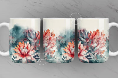 Flower Mug PNG, Wild Flower Mug Sublimation, Watercolor Floral Mug, Earthy Print Mug Design, 11 & 15 Oz Mug Sublimation Wrap, Digital File Sublimation Syre Digital Creations 