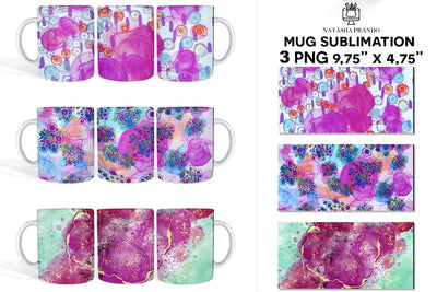 Flower Mug Wrap, Coffee Mug Sublimation Wrap Sublimation Natasha Prando 