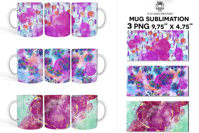 Flower Mug Wrap, Coffee Mug Sublimation Wrap Sublimation Natasha Prando 