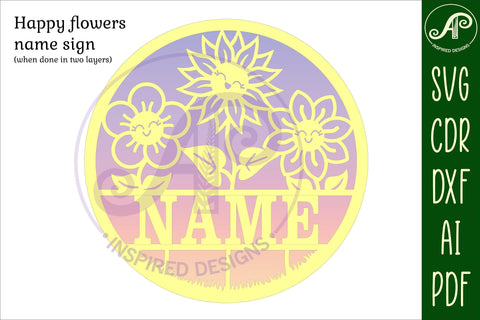 Flower name sign svg laser cut template SVG APInspireddesigns 