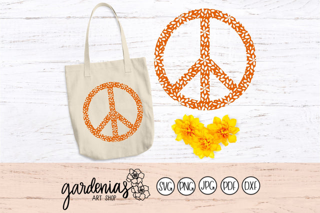 Flower Peace Sign SVG Gardenias Art Shop 