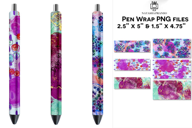 Flower Pen Wrap, Epoxy Pen Sublimation Wrap Sublimation Natasha Prando 