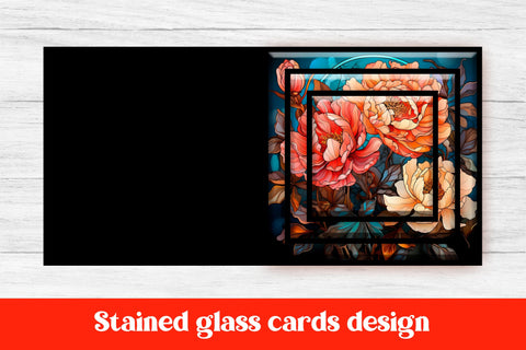 Flower peony stained glass cards | Stained glass for cricut SVG Svetana Studio 