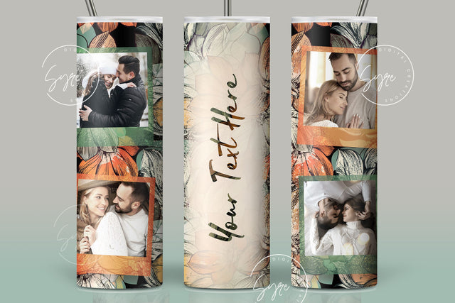 Flower Photo Tumbler PNG, Add Your Name, 20 oz Skinny Tumbler, Boho Floral Tumbler, Earthy Tumbler Wrap PNG, Digital Download Sublimation Syre Digital Creations 