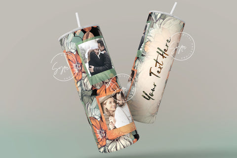 Flower Photo Tumbler PNG, Add Your Name, 20 oz Skinny Tumbler, Boho Floral Tumbler, Earthy Tumbler Wrap PNG, Digital Download Sublimation Syre Digital Creations 