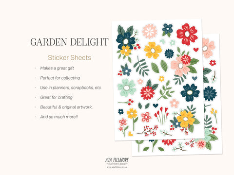 Flower Print and Cut Sticker Sheet SVG Aja Nicole Designs 