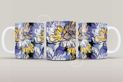 Flower Print Mug Design, Floral Sublimation Wrap, Earthy Boho Floral Mug Wrap, Printable 11 & 15 Oz Mug Cricut Press Sublimation Wrap Sublimation Syre Digital Creations 