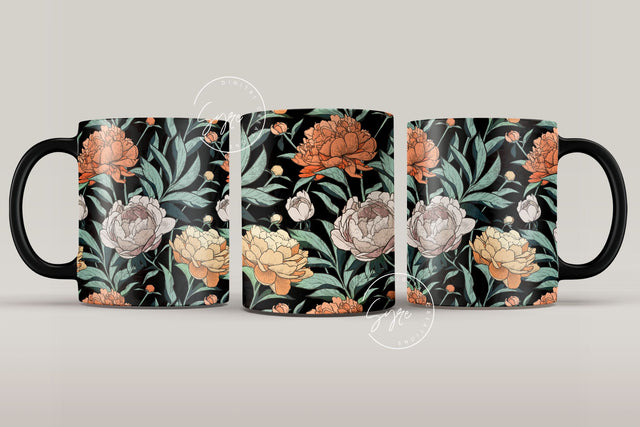 Flower Print Mug Design, Floral Sublimation Wrap, Earthy Boho Floral Mug Wrap, Printable 11 & 15 Oz Mug Cricut Press Sublimation Wrap Sublimation Syre Digital Creations 
