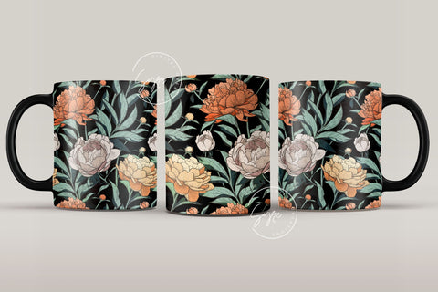 Flower Print Mug Design, Floral Sublimation Wrap, Earthy Boho Floral Mug Wrap, Printable 11 & 15 Oz Mug Cricut Press Sublimation Wrap Sublimation Syre Digital Creations 