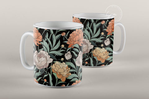 Flower Print Mug Design, Floral Sublimation Wrap, Earthy Boho Floral Mug Wrap, Printable 11 & 15 Oz Mug Cricut Press Sublimation Wrap Sublimation Syre Digital Creations 