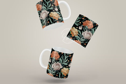 Flower Print Mug Design, Floral Sublimation Wrap, Earthy Boho Floral Mug Wrap, Printable 11 & 15 Oz Mug Cricut Press Sublimation Wrap Sublimation Syre Digital Creations 