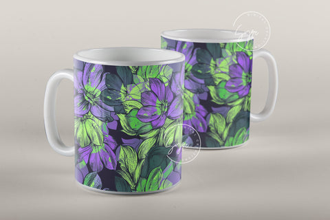 Flower Print Mug Design, Floral Sublimation Wrap, Earthy Boho Floral Mug Wrap, Printable 11 & 15 Oz Mug Cricut Press Sublimation Wrap Sublimation Syre Digital Creations 
