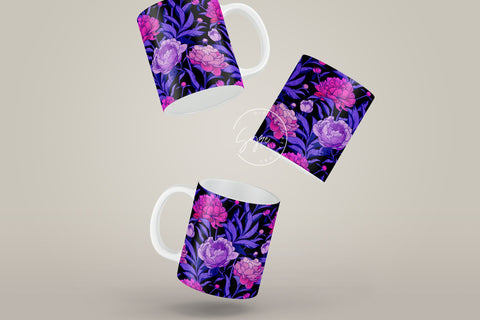 Flower Print Mug Design, Floral Sublimation Wrap, Earthy Boho Floral Mug Wrap, Printable 11 & 15 Oz Mug Cricut Press Sublimation Wrap Sublimation Syre Digital Creations 