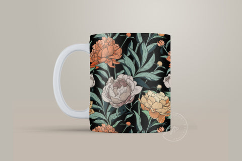 Flower Print Mug Design, Floral Sublimation Wrap, Earthy Boho Floral Mug Wrap, Printable 11 & 15 Oz Mug Cricut Press Sublimation Wrap Sublimation Syre Digital Creations 