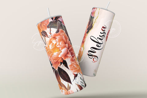 Flower Print Tumbler PNG, Add Your Own Name Tumbler, Skinny Tumbler 20oz Design Wrap, Seamless Sublimation Design PNG, Skinny Travel Tumbler Sublimation Syre Digital Creations 