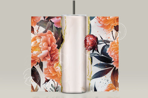 Flower Print Tumbler PNG, Add Your Own Name Tumbler, Skinny Tumbler 20oz Design Wrap, Seamless Sublimation Design PNG, Skinny Travel Tumbler Sublimation Syre Digital Creations 