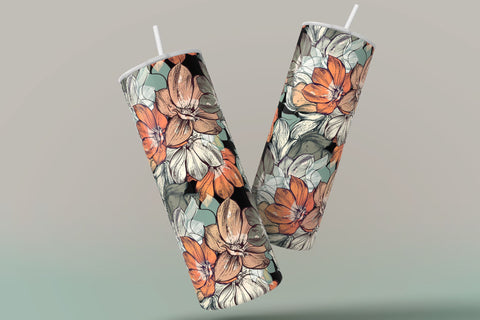 Flower Print Tumbler PNG, Seamless Floral Sublimation, 20 oz Skinny Tumbler, Boho Floral Tumbler, Earthy Tumbler Wrap PNG, Digital Download Sublimation Syre Digital Creations 