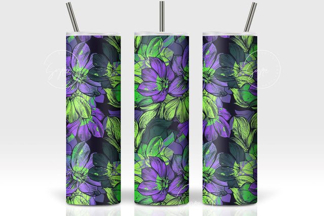 Flower Print Tumbler PNG, Seamless Floral Sublimation, 20 oz Skinny Tumbler, Boho Floral Tumbler, Earthy Tumbler Wrap PNG, Digital Download Sublimation Syre Digital Creations 