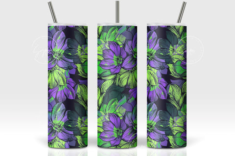 Flower Print Tumbler PNG, Seamless Floral Sublimation, 20 oz Skinny Tumbler, Boho Floral Tumbler, Earthy Tumbler Wrap PNG, Digital Download Sublimation Syre Digital Creations 
