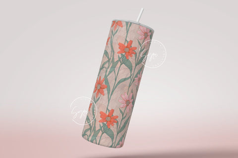Flower Print Tumbler PNG, Seamless Floral Sublimation, 20 oz Skinny Tumbler, Boho Floral Tumbler, Earthy Tumbler Wrap PNG, Digital Download Sublimation Syre Digital Creations 